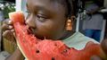 Black person eating watermelon
