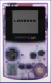 A loading screen featuring gameboy console that appears before playing the game.