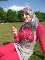 An Islamic woman with slightly provocative clothes.